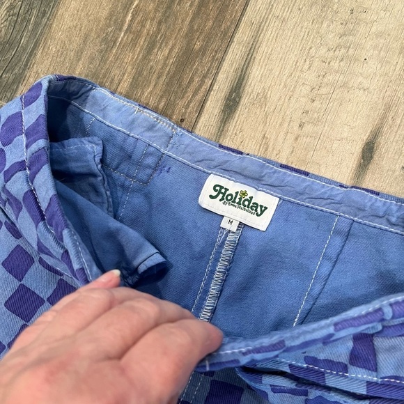 EMMA MULHOLLAND ON HOLIDAY Check Kokomo Pant - Blue - Size Medium - Picture 3 of 8